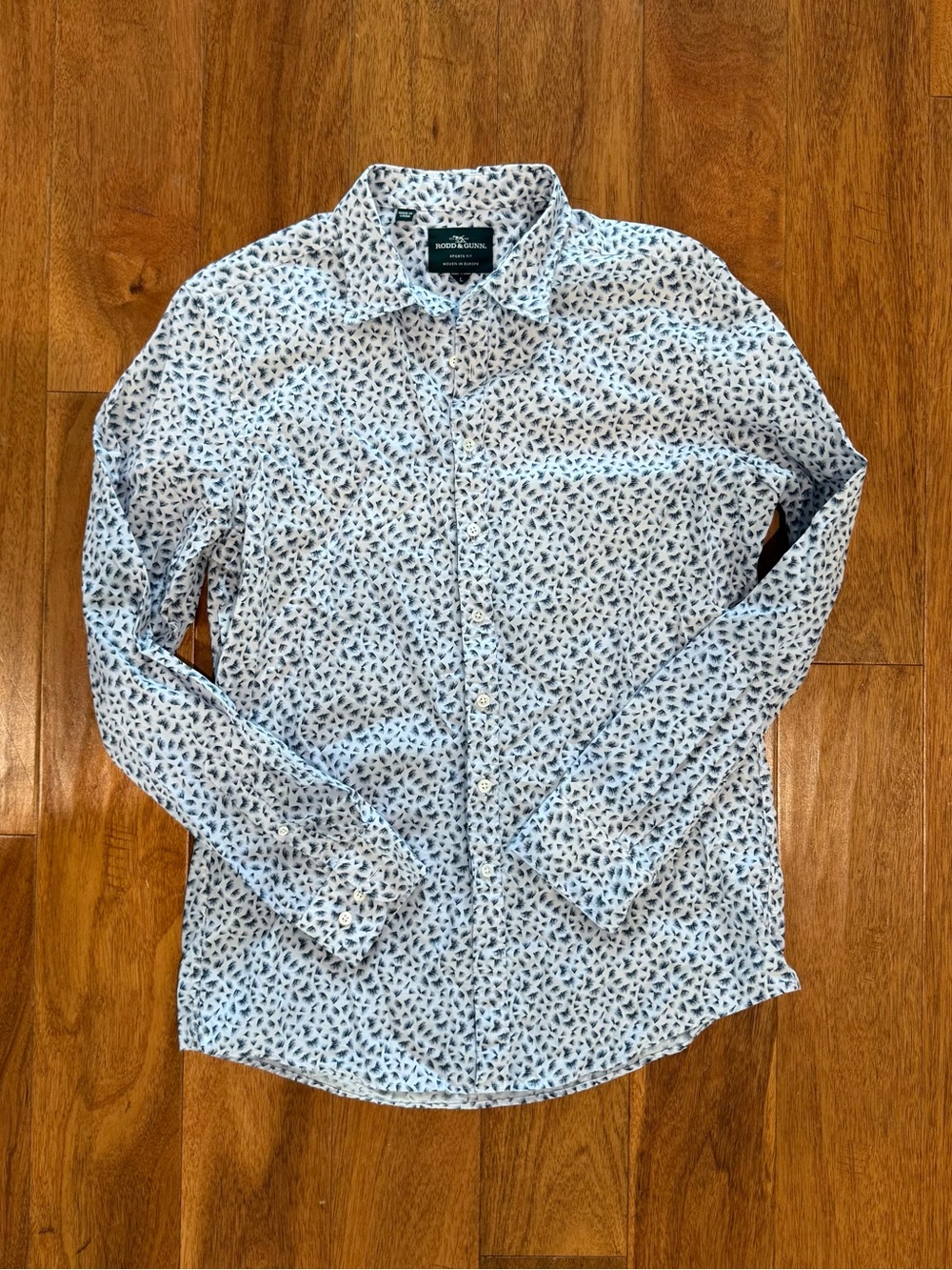 Rodd & Gunn White Button-Down Shirt with Blue Floral Print